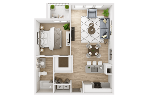 Floor plan for 1 bed, 1 bath, 695 sqft